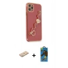 MARSİLYAN™- iPhone 11 Pro Max Kılıf Nova Işık Prime - Siyah 18D Cam Ekran Koruyucu + Renkli Kamera Lens Koruma Cam - YL