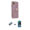 MARSİLYAN™- iPhone 11 Pro Max Kılıf Nova Işık Prime - Siyah 18D Cam Ekran Koruyucu + Shine Kamera Lens Koruma Cam - PE