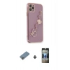 MARSİLYAN™- iPhone 11 Pro Max Kılıf Nova Işık Prime - Siyah 34D Hayalet Izgaralı Cam + Açık Yeşil Metal Kamera Lens Koruma Cam