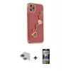 MARSİLYAN™- iPhone 11 Pro Max Kılıf Nova Işık Prime - Siyah 34D Hayalet Izgaralı Cam + Lacivert Pers Alüminyum Kamera Lens