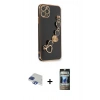 MARSİLYAN™- iPhone 11 Pro Max Kılıf Nova Işık Prime - Siyah 34D Hayalet Izgaralı Cam + Lacivert Pers Alüminyum Kamera Lens