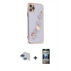 MARSİLYAN™- iPhone 11 Pro Max Kılıf Nova Işık Prime - Siyah 34D Hayalet Izgaralı Cam + Lacivert Pers Alüminyum Kamera Lens