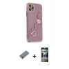 MARSİLYAN™- iPhone 11 Pro Max Kılıf Nova Işık Prime - Siyah 34D Hayalet Izgaralı Cam + Metal Kamera Lens Koruma Cam - GD