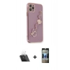 MARSİLYAN™- iPhone 11 Pro Max Kılıf Nova Işık Prime - Siyah 34D Hayalet Izgaralı Cam + Kamera Lens Koruma Cam - SF