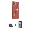 MARSİLYAN™- iPhone 11 Pro Max Kılıf Nova Işık Prime - Siyah 34D Hayalet Izgaralı Cam + Kamera Lens Koruma Cam - SF