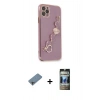 MARSİLYAN™- iPhone 11 Pro Max Kılıf Nova Işık Prime - Siyah 34D Hayalet Izgaralı Cam + Shine Kamera Lens Koruma Cam - GI