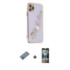 MARSİLYAN™- iPhone 11 Pro Max Kılıf Nova Işık Prime - Siyah 34D Hayalet Izgaralı Cam + Shine Kamera Lens Koruma Cam - GI