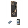 MARSİLYAN™- iPhone 11 Pro Max Kılıf Nova Işık Prime - Siyah 34D Hayalet Izgaralı Cam + Shine Kamera Lens Koruma Cam - MI