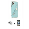 MARSİLYAN™- iPhone 11 Pro Max Kılıf Nova Işık Prime - Siyah 34D Hayalet Izgaralı Cam + Pers Alüminyum Kamera Lens - SH