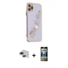 MARSİLYAN™- iPhone 11 Pro Max Kılıf Nova Işık Prime - Siyah 34D Hayalet Izgaralı Cam + Pers Alüminyum Kamera Lens - SH