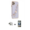MARSİLYAN™- iPhone 11 Pro Max Kılıf Nova Işık Prime - Siyah 34D Hayalet Izgaralı Cam + Pers Alüminyum Kamera Lens - YL