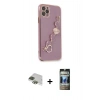 MARSİLYAN™- iPhone 11 Pro Max Kılıf Nova Işık Prime - Siyah 34D Hayalet Izgaralı Cam + Pers Alüminyum Kamera Lens - YL