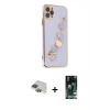 MARSİLYAN™- iPhone 11 Pro Max Kılıf Nova Işık Prime - Siyah 360 Mat Full Body Arka Koruyucu + Pers Alüminyum Kamera Lens - YL