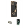 MARSİLYAN™- iPhone 11 Pro Max Kılıf Nova Işık Prime - Siyah 360 Mat Full Body Arka Koruyucu + Rainbow Kamera Lens Koruma Cam - GD