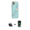 MARSİLYAN™- iPhone 11 Pro Max Kılıf Nova Işık Prime - Siyah 360 Mat Full Body Arka Koruyucu + Kamera Lens Koruma Cam - SF