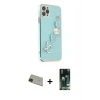 MARSİLYAN™- iPhone 11 Pro Max Kılıf Nova Işık Prime - Siyah 360 Mat Full Body Arka Koruyucu + Yeşil Rainbow Kamera Lens Koruma Cam