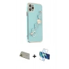 MARSİLYAN™- iPhone 11 Pro Max Kılıf Nova Işık Prime - Siyah 3D Antistatik Cam Ekran Koruyucu + Gold Rainbow Kamera Lens Koruma Cam