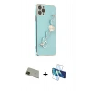 MARSİLYAN™- iPhone 11 Pro Max Kılıf Nova Işık Prime - Siyah 3D Antistatik Cam Ekran Koruyucu + Rainbow Kamera Lens Koruma Cam - YL