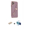 MARSİLYAN™- iPhone 11 Pro Max Kılıf Nova Işık Prime - Siyah 3D Antistatik Cam Ekran Koruyucu + Renkli Kamera Lens Koruma Cam - YL