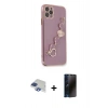 MARSİLYAN™- iPhone 11 Pro Max Kılıf Nova Işık Prime - Siyah 3D Antistatik Hayalet Cam Ekran Koruyucu + Pers Alüminyum Kamera Lens - LT