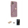 MARSİLYAN™- iPhone 11 Pro Max Kılıf Nova Işık Prime - Siyah 3D Antistatik Hayalet Cam Ekran Koruyucu + Renkli Kamera Lens Koruma Cam - PE