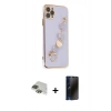 MARSİLYAN™- iPhone 11 Pro Max Kılıf Nova Işık Prime - Siyah 3D Antistatik Hayalet Cam Ekran Koruyucu + Pers Alüminyum Kamera Lens - YL