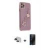 MARSİLYAN™- iPhone 11 Pro Max Kılıf Nova Işık Prime - Siyah 3D Antistatik Hayalet Cam Ekran Koruyucu + Pers Alüminyum Kamera Lens - SH