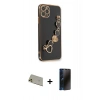MARSİLYAN™- iPhone 11 Pro Max Kılıf Nova Işık Prime - Siyah 3D Antistatik Hayalet Cam Ekran Koruyucu + Rainbow Kamera Lens Koruma Cam - GD