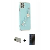 MARSİLYAN™- iPhone 11 Pro Max Kılıf Nova Işık Prime - Siyah 3D Antistatik Hayalet Cam Ekran Koruyucu + Rainbow Kamera Lens Koruma Cam - YL