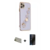 MARSİLYAN™- iPhone 11 Pro Max Kılıf Nova Işık Prime - Siyah 3D Antistatik Hayalet Cam Ekran Koruyucu + Rainbow Kamera Lens Koruma Cam - GD