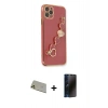 MARSİLYAN™- iPhone 11 Pro Max Kılıf Nova Işık Prime - Siyah 3D Antistatik Hayalet Cam Ekran Koruyucu + Rainbow Kamera Lens Koruma Cam - GD