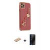 MARSİLYAN™- iPhone 11 Pro Max Kılıf Nova Işık Prime - Siyah 3D Antistatik Hayalet Cam Ekran Koruyucu + Renkli Kamera Lens Koruma Cam - TU