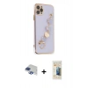 MARSİLYAN™- iPhone 11 Pro Max Kılıf Nova Işık Prime - Siyah 6D Mat Seramik Hayalet Nano Ekran Koruyucu + Lacivert Pers Alüminyum Kamera Lens