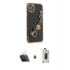 MARSİLYAN™- iPhone 11 Pro Max Kılıf Nova Işık Prime - Siyah Bilvis Hayalet Cam Ekran Koruyucu + Kamera Lens Koruma Cam - SF