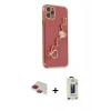 MARSİLYAN™- iPhone 11 Pro Max Kılıf Nova Işık Prime - Siyah Bilvis Hayalet Cam Ekran Koruyucu + Kırmızı Pers Alüminyum Kamera Lens