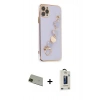 MARSİLYAN™- iPhone 11 Pro Max Kılıf Nova Işık Prime - Siyah Bilvis Hayalet Cam Ekran Koruyucu + Rainbow Kamera Lens Koruma Cam - YL