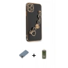 MARSİLYAN™- iPhone 11 Pro Max Kılıf Nova Işık Prime - Siyah Joko Magic 5D Hayalet Cam + Gold Metal Kamera Lens Koruma Cam