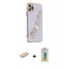 MARSİLYAN™- iPhone 11 Pro Max Kılıf Nova Işık Prime - Siyah Polymer Nano Ekran Koruyucu + Renkli Kamera Lens Koruma Cam - MI