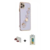 MARSİLYAN™- iPhone 11 Pro Max Kılıf Nova Işık Prime - Siyah Polymer Nano Ekran Koruyucu + Pers Alüminyum Kamera Lens - KI