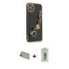 MARSİLYAN™- iPhone 11 Pro Max Kılıf Nova Işık Prime - Siyah Polymer Nano Ekran Koruyucu + Rainbow Kamera Lens Koruma Cam - GD