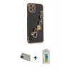 MARSİLYAN™- iPhone 11 Pro Max Kılıf Nova Işık Prime - Siyah Polymer Nano Ekran Koruyucu + Rainbow Kamera Lens Koruma Cam - YL