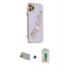 MARSİLYAN™- iPhone 11 Pro Max Kılıf Nova Işık Prime - Siyah Polymer Nano Ekran Koruyucu + Rainbow Kamera Lens Koruma Cam - GD