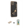 MARSİLYAN™- iPhone 11 Pro Max Kılıf Nova Işık Prime - Siyah Polymer Nano Ekran Koruyucu + Renkli Kamera Lens Koruma Cam - YL