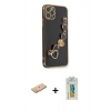 MARSİLYAN™- iPhone 11 Pro Max Kılıf Nova Işık Prime - Siyah Polymer Nano Ekran Koruyucu + Renkli Kamera Lens Koruma Cam - PE
