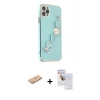 MARSİLYAN™- iPhone 11 Pro Max Kılıf Nova Işık Prime - Siyah Seramik Nano Ekran Koruyucu + Pembe Renkli Kamera Lens Koruma Cam