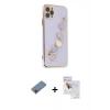 MARSİLYAN™- iPhone 11 Pro Max Kılıf Nova Işık Prime - Siyah Seramik Nano Ekran Koruyucu + Pembe Shine Kamera Lens Koruma Cam