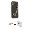 MARSİLYAN™- iPhone 11 Pro Max Kılıf Nova Işık Prime - Siyah Seramik Nano Ekran Koruyucu + Renkli Kamera Lens Koruma Cam - YL