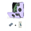 MARSİLYAN™- iPhone 11 Pro Max Kılıf Odak Form Prime - Şeffaf Pasifik Cam Ekran Koruyucu + Gökkuşağı Shine Kamera Lens Koruma Cam