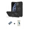 MARSİLYAN™- iPhone 11 Pro Max Kılıf Odak Form Prime - Şeffaf Pasifik Cam Ekran Koruyucu + Gökkuşağı Shine Kamera Lens Koruma Cam