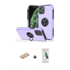 MARSİLYAN™- iPhone 11 Pro Max Kılıf Odak Form Prime - Şeffaf Pasifik Cam Ekran Koruyucu + Renkli Kamera Lens Koruma Cam - PE